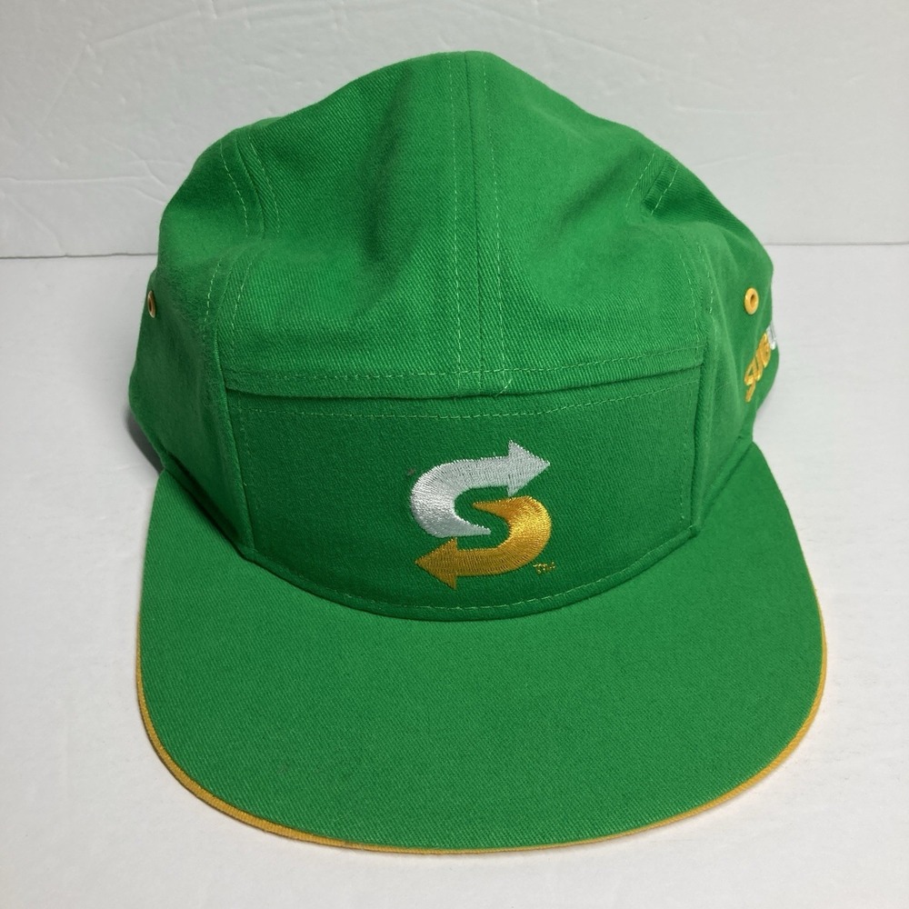 Subway Work Uniform Hat Cap‎ Green Yellow Adjustable Embroidered 100% Cotton NEW